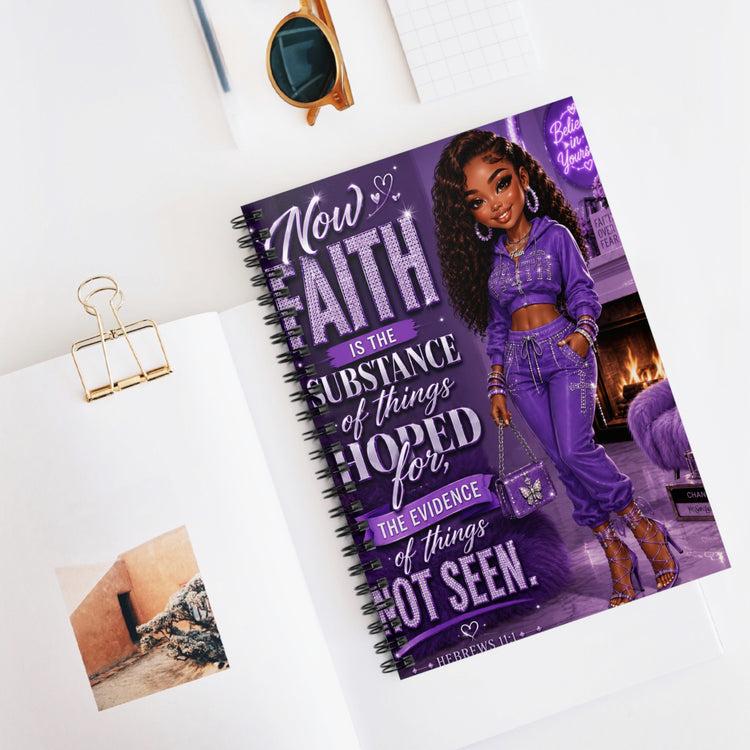 Faith Journal - "Now Faith Is the Substance" Purple Inspirational Spiral Journal - Inspired BYou Home Decor