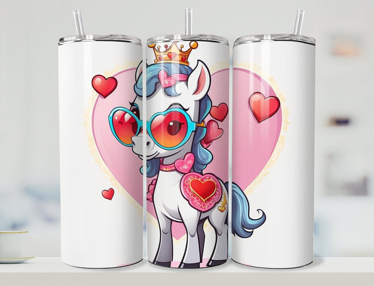 Cute Unicorn Valentine Tumbler | Tumbler | Valentine’s Day Gift Tumbler | 20 oz Skinny Tumbler - Inspired BYou Home Decor