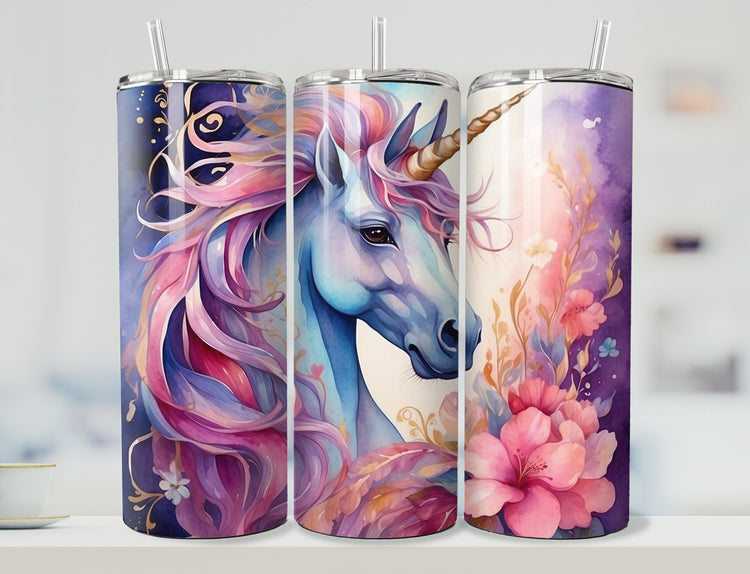 Unicorn Tumbler Wrap | 3d Tumbler Wrap for 20 oz Skinny Tumbler | Pastel Tumbler Wrap | unicorn Tumbler Wrap | - Inspired BYou Home Decor