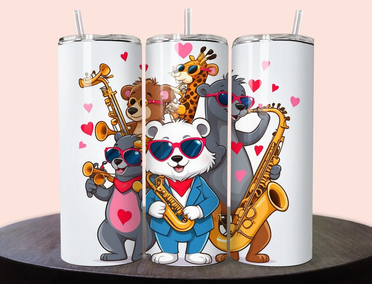 Cute Animal Valentine Tumbler | Tumbler | Valentine’s Day Gift Tumbler | 20 oz Skinny Tumbler - Inspired BYou Home Decor