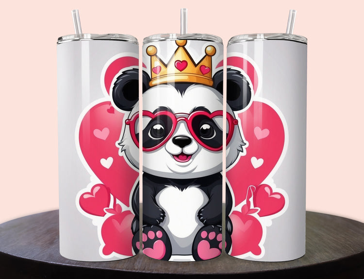 Cute Panda Valentine Tumbler | Tumbler | Valentine’s Day Gift Tumbler | 20 oz Skinny Tumbler - Inspired BYou Home Decor