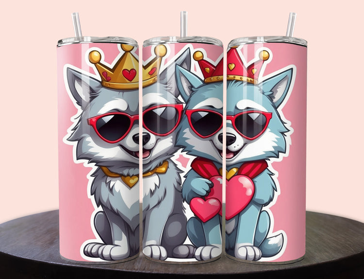 Cute Wolves Valentine Tumbler | Tumbler | Valentine’s Day Gift Tumbler | 20 oz Skinny Tumbler - Inspired BYou Home Decor