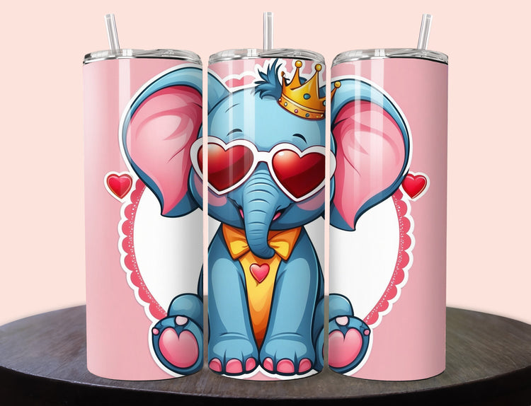 Cute Elephant Valentine Tumbler | Tumbler | Valentine’s Day Gift Tumbler | 20 oz Skinny Tumbler - Inspired BYou Home Decor