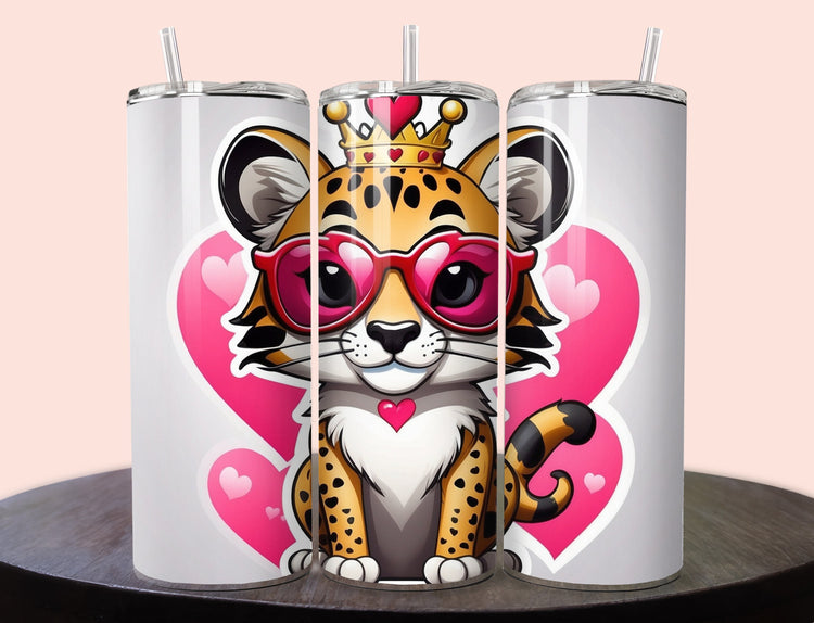 Cute Cheetah Valentine Tumbler | Tumbler | Valentine’s Day Gift Tumbler | 20 oz Skinny Tumbler - Inspired BYou Home Decor