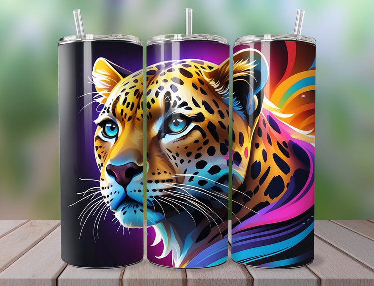 Vibrant Cheetah Tumbler | Colorful Animal Tumbler | Cheetah Tumbler | 20 oz Skinny Tumbler - Inspired BYou Home Decor