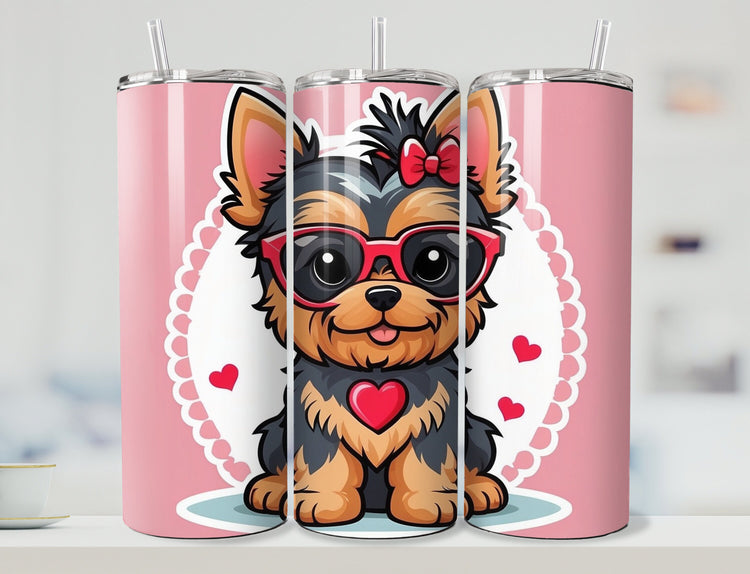Cute Puppy Valentine Tumbler | Tumbler | Valentine’s Day Gift Tumbler | 20 oz Skinny Tumbler - Inspired BYou Home Decor