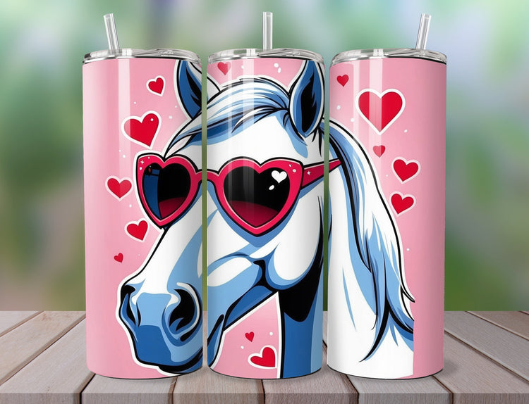 Cute Horse Valentine Tumbler | Tumbler | Valentine’s Day Gift Tumbler | 20 oz Skinny Tumbler - Inspired BYou Home Decor