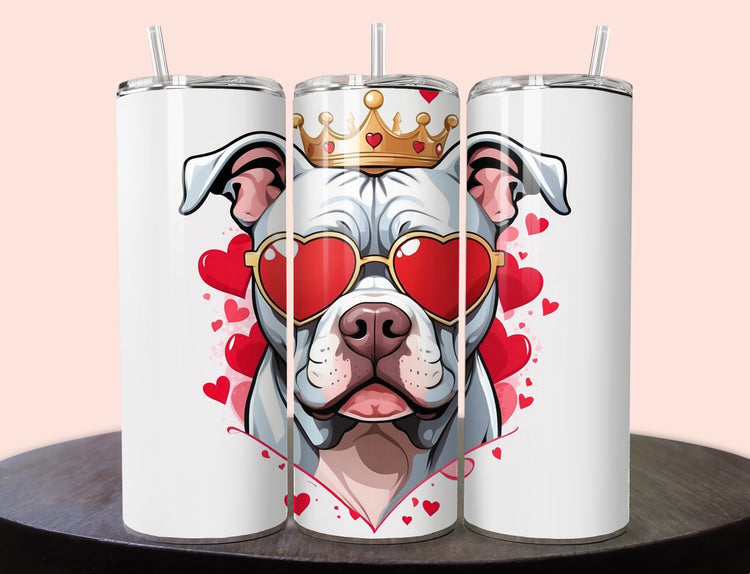 Cute Pitbull Valentine Tumbler | Tumbler | Valentine’s Day Gift Tumbler | 20 oz Skinny Tumbler - Inspired BYou Home Decor