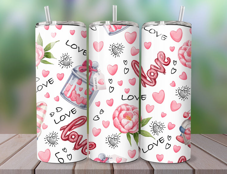 Love Valentine's Day Tumbler | Valentine Tumbler Design | Valentine’s Day Gift Tumbler - Inspired BYou Home Decor