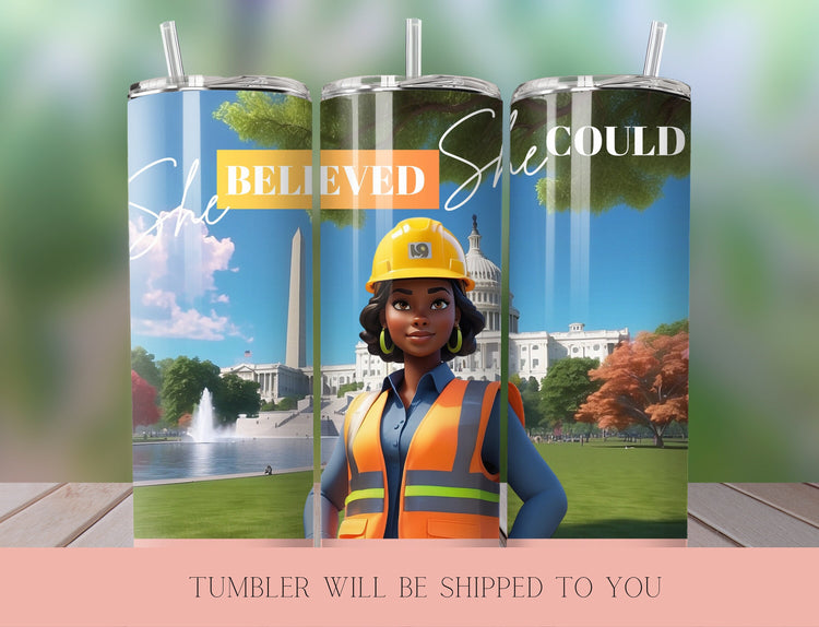 Women in Construction Tumbler | Construction Tumbler | Construction Worker Tumbler | 20 oz Skinny Tumbler - Inspired BYou Home Decor