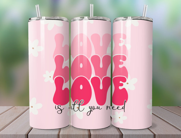 Love Pink Valentine's Day Tumbler | 70’s Valentine Tumbler Design | Valentine’s Day Gift Tumbler - Inspired BYou Home Decor