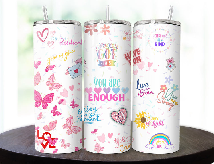 Daily Affirmation Tumbler | Affirmation Skinny Tumbler | Positive Quote Tumbler | Self Love Tumbler | Affirmation Cup - Inspired BYou Home Decor