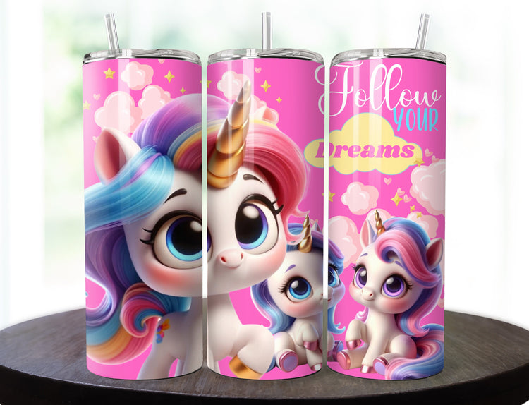 Unicorns Tumbler | Cute Tumbler | 20 oz Inspirational Skinny Tumbler - Inspired BYou Home Decor