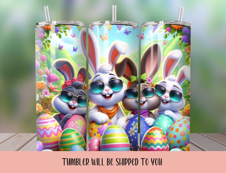Hoppy Easter Delight 20 oz Skinny Tumbler with Charming Springtime Designs, Easter tumbler, spring colors tumbler - Inspired BYou Home Decor