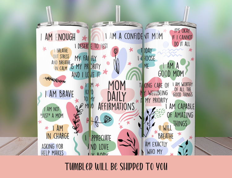 Mothers Day Tumbler | Mothers Day Gift | Daily Affirmations Tumbler | Pregnant Mother | Pink Tumbler | Personalized Mothers Day Gift - Inspired BYou Home Decor