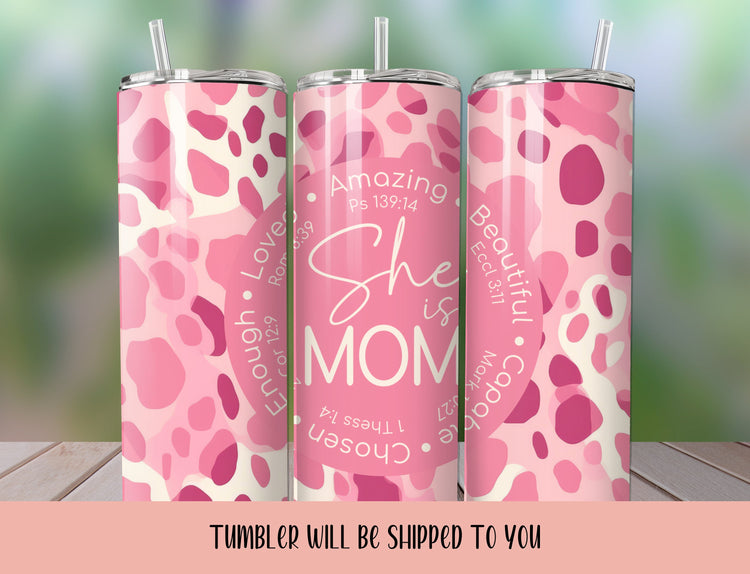 Mothers Day Tumbler | Colorful Mothers Day Tumbler | Pink Tumbler | Affirmations Tumbler | Personalized Mothers Day Gift | Leopard Tumbler - Inspired BYou Home Decor