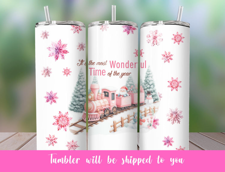 Christmas train tumbler