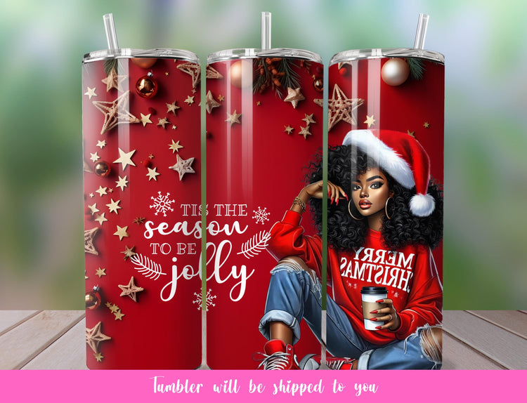 Black Girl Christmas Tumbler
