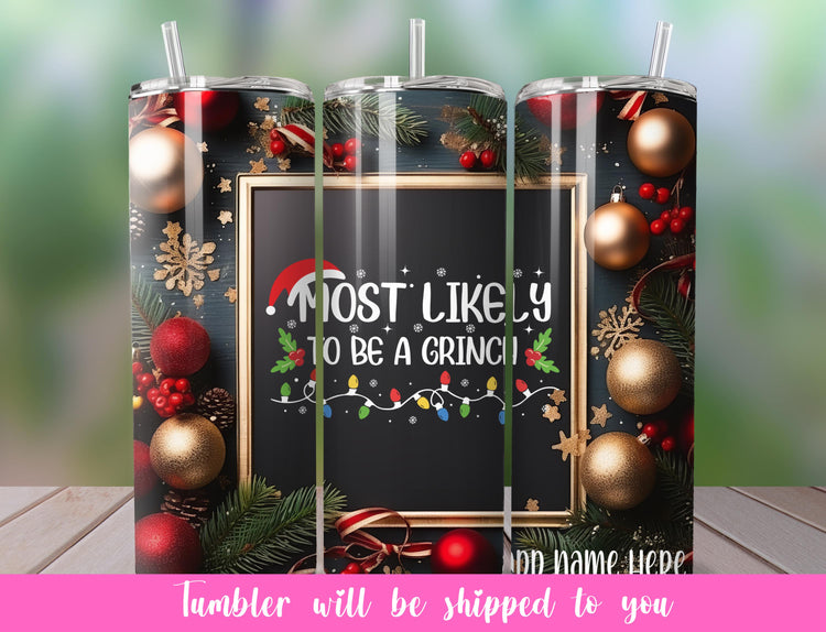 Who’s Most Likely To…? Christmas Tumbler | Fun Holiday Party Skinny Tumblers - Inspired BYou Home Decor