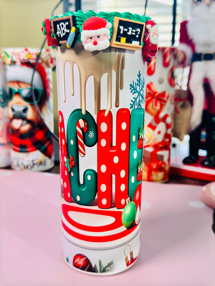Candy cane Christmas Teacher tumbler | Teacher Christmas Tumbler | Christmas sweets Tumbler for Teacher - Inspired BYou Home Decor