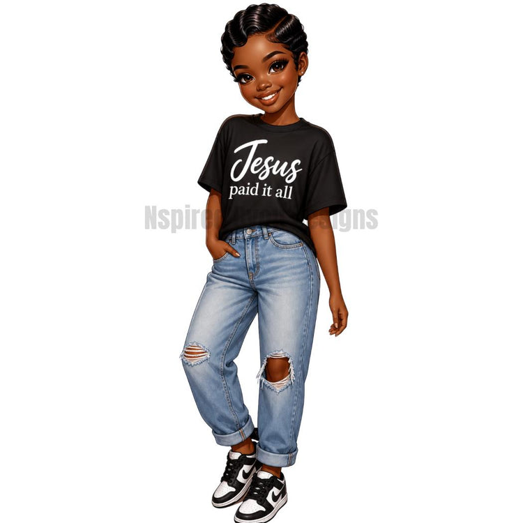 Jesus Paid It All Collection, Black Girl PNG, Faith Based PNG, black Girl Clipart, Christian Digital Download, Tumbler Design, T-Shirt PNG - Inspired BYou Home Decor
