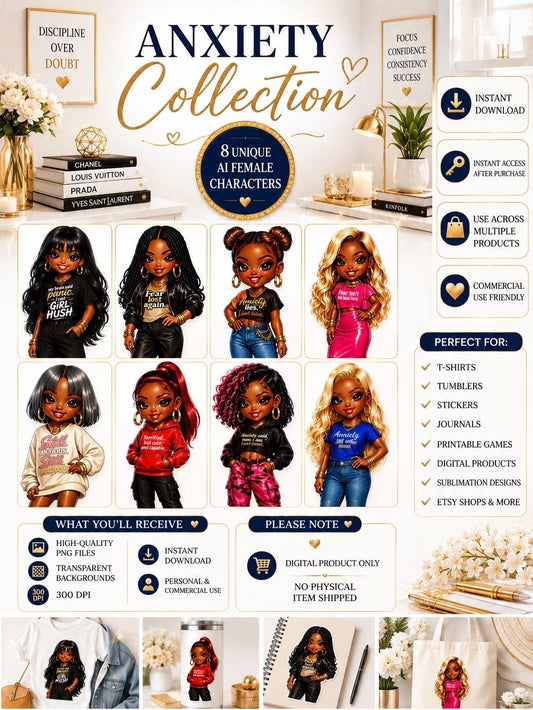 anxiety stickers, black girl clip art stickers
