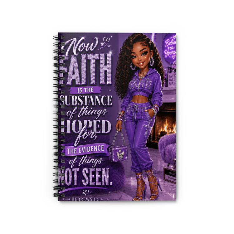 Faith Journal - "Now Faith Is the Substance" Purple Inspirational Spiral Journal - Inspired BYou Home Decor