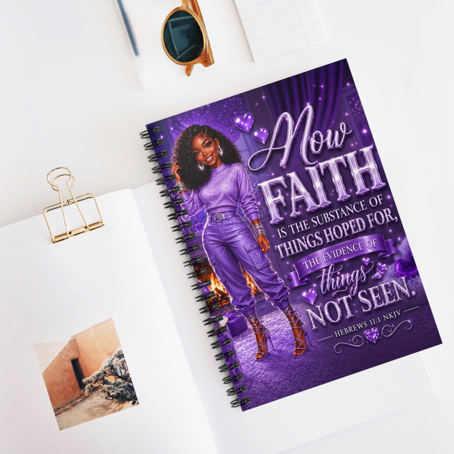 Faith Spiral Journal — "Now Faith Is the Substance" Inspirational Ruled Journal - Inspired BYou Home Decor