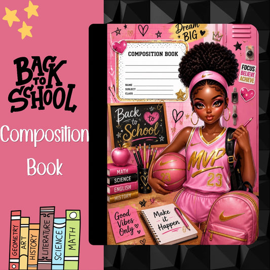 Back to School Composition Notebook - Basketball Girl
