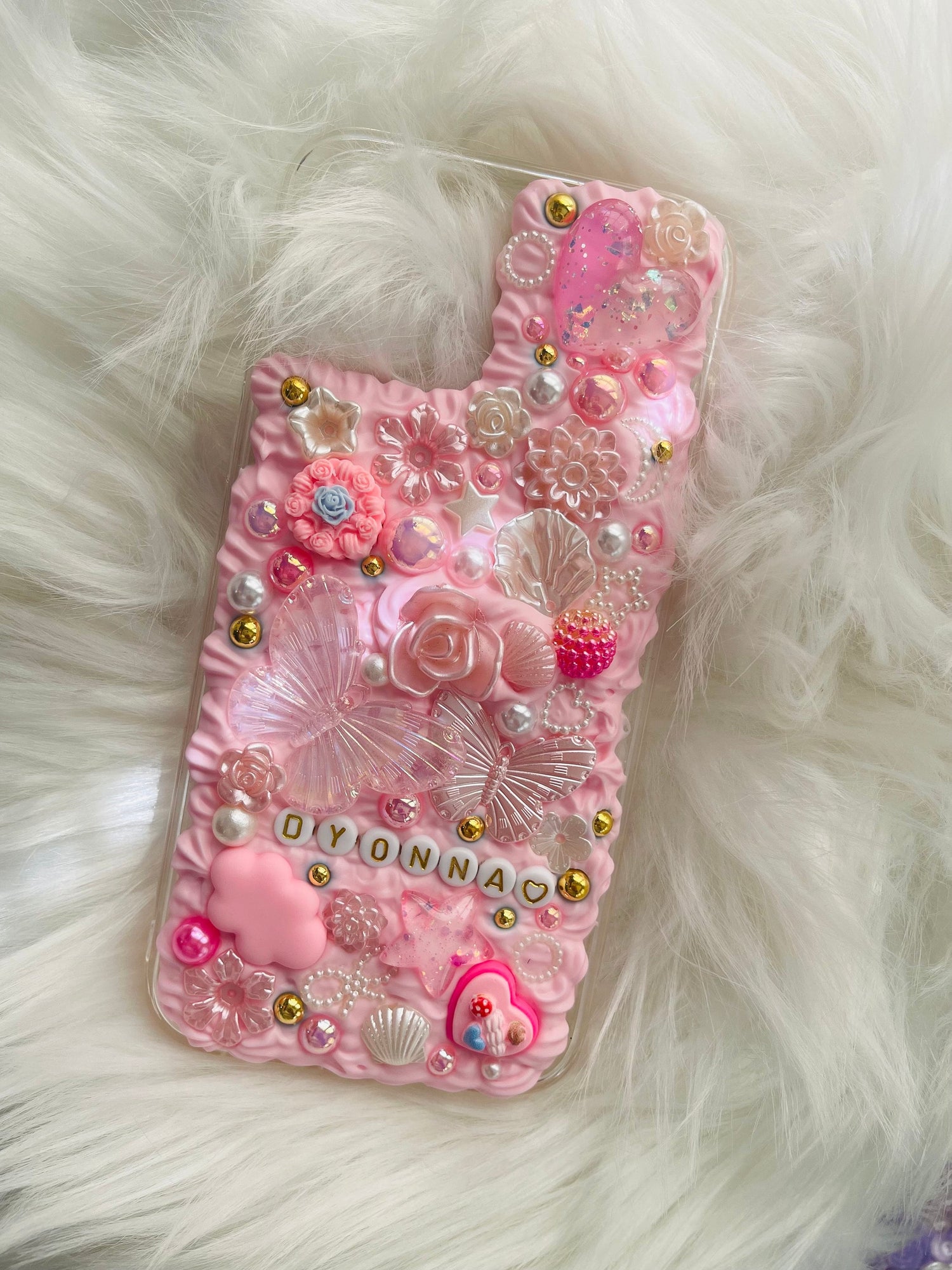 Pink Phone Case with Name |  iPhone Case with Charms | Colorful Phone Case | Cute iPhone Case | Butterfly Phone Case - Inspired BYou Home Decor
