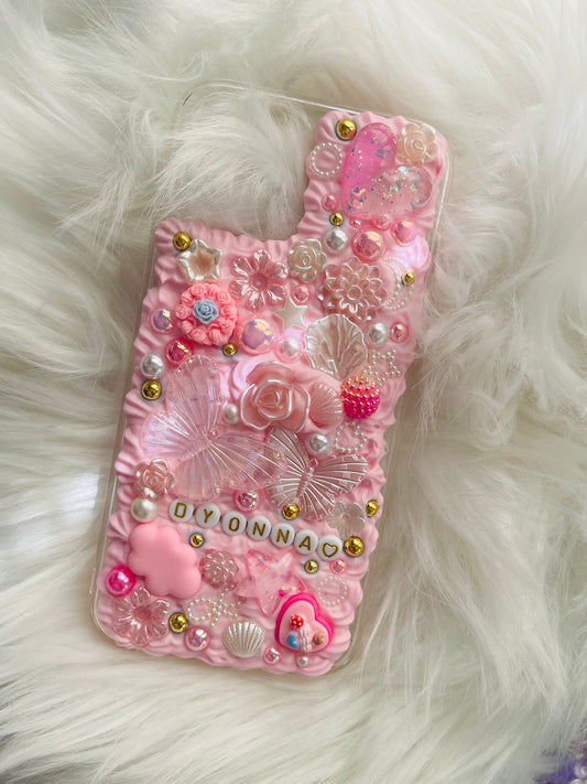 Pink Phone Case with Name |  iPhone Case with Charms | Colorful Phone Case | Cute iPhone Case | Butterfly Phone Case - Inspired BYou Home Decor