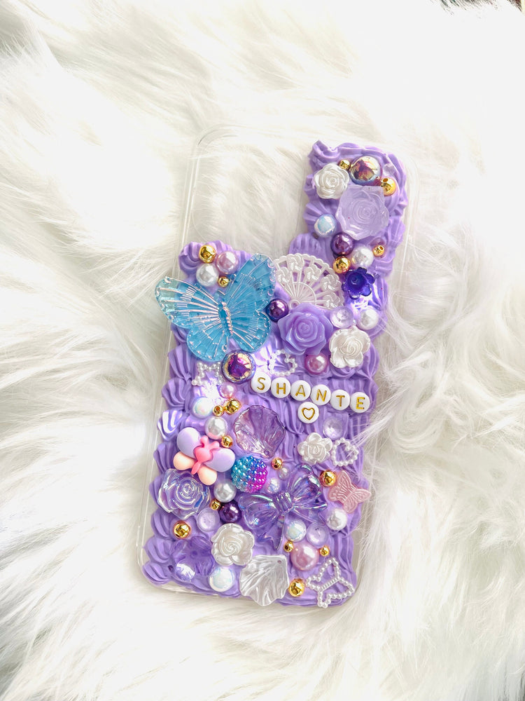 Purple Phone Case with Name | Purple iPhone Case with Charms | Colorful Phone Case | Cute iPhone Case | Butterfly Phone Case - Inspired BYou Home Decor