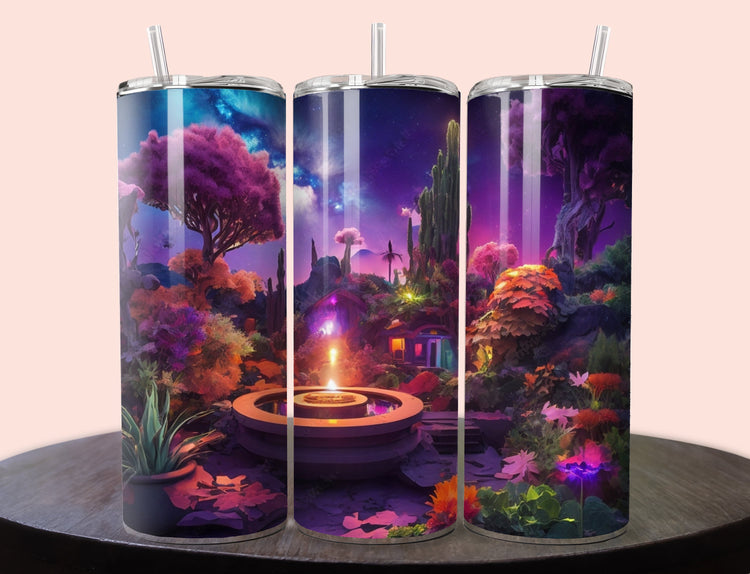 Purple Forest Tumbler Wrap | Tumbler Wrap Design | Purple 20 oz Skinny Tumbler Wrap | 3D Tumbler Wrap