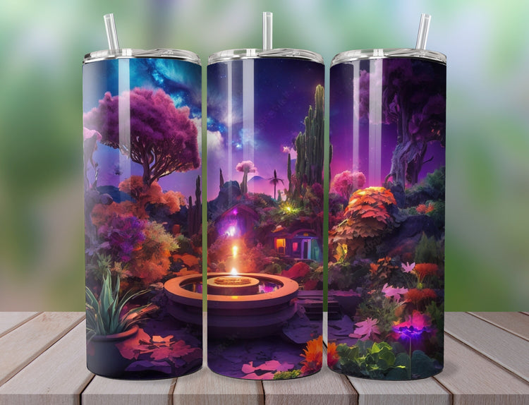 Purple Forest Tumbler Wrap | Tumbler Wrap Design | Purple 20 oz Skinny Tumbler Wrap | 3D Tumbler Wrap