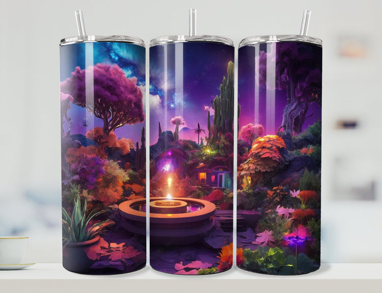 Purple Forest Tumbler Wrap | Tumbler Wrap Design | Purple 20 oz Skinny Tumbler Wrap | 3D Tumbler Wrap