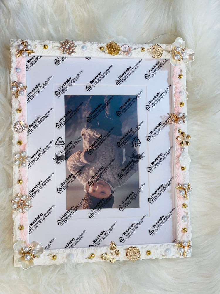 White and Gold 8x10 Picture Frame | Personalized Gold Picture Frame | Gold Picture Frame with lights - Inspired BYou Home Decor