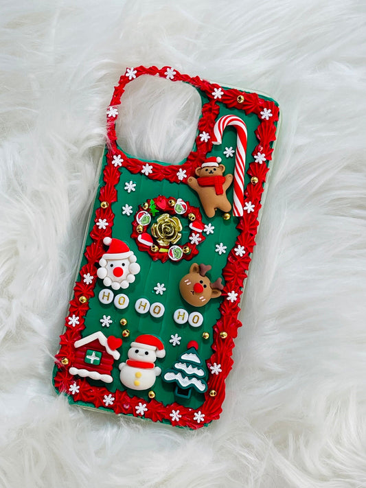 Christmas Themed Phone Case with Name |  Christmas iPhone Case with Charms | Christmas Phone Case | Gold iPhone Case | Holiday IPhone Case - Inspired BYou Home Decor