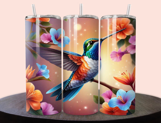 Colorful Bird Tumbler Wrap | Colorful Bird Tumbler Wrap Design | Animal 20 oz Skinny Tumbler Wrap | 3D Tumbler Wrap