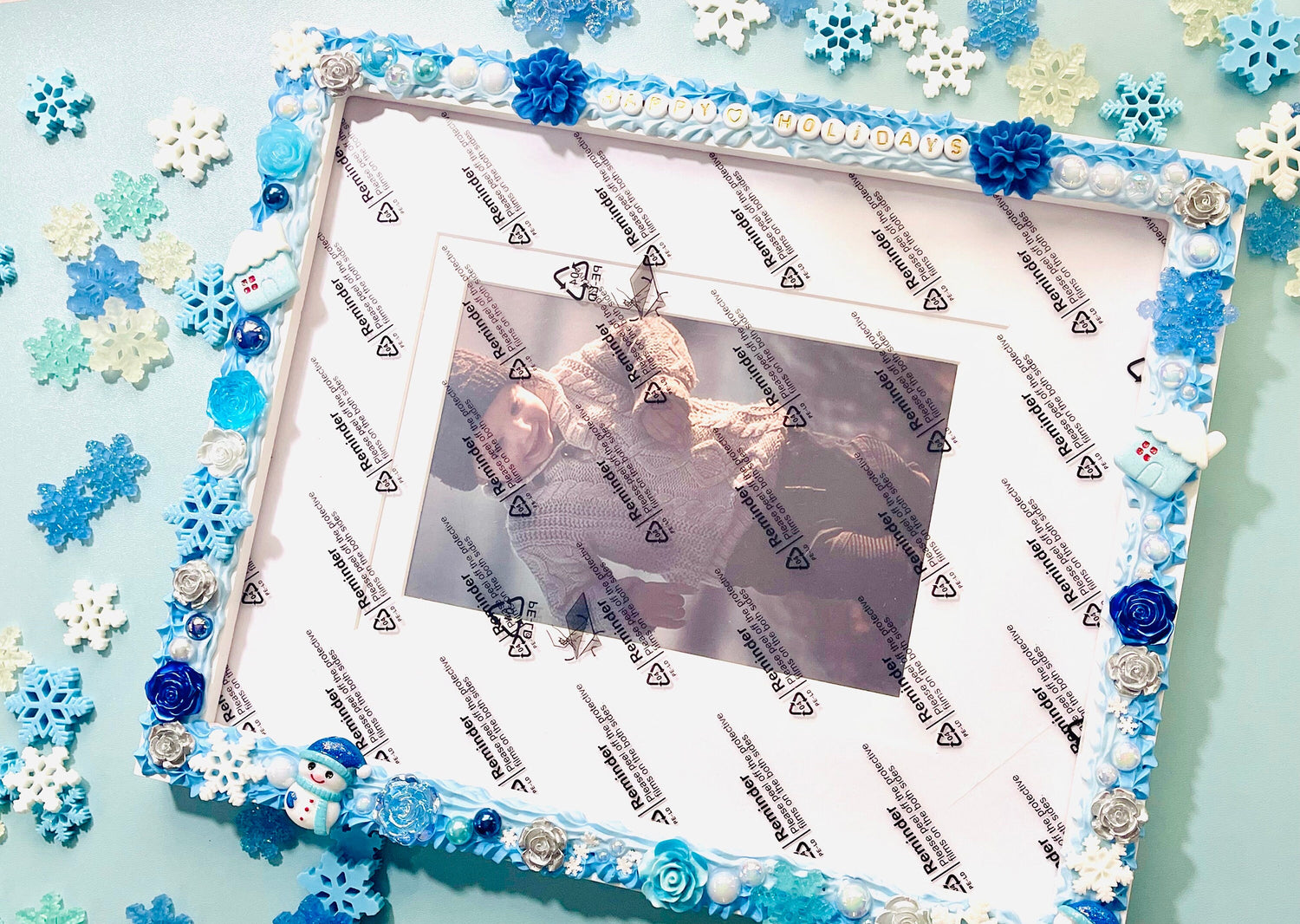 Blue and White Christmas 8x10 Picture Frame | White Christmas Picture Frame | Christmas Picture Frame - Inspired BYou Home Decor