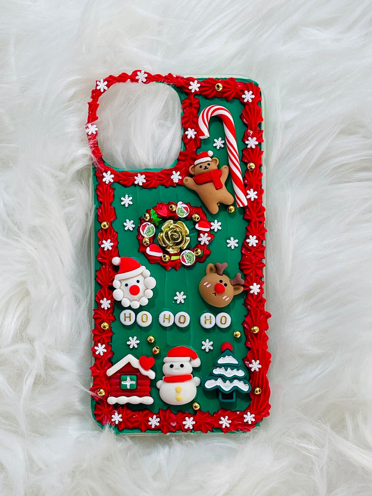 Christmas Themed Phone Case with Name |  Christmas iPhone Case with Charms | Christmas Phone Case | Gold iPhone Case | Holiday IPhone Case - Inspired BYou Home Decor