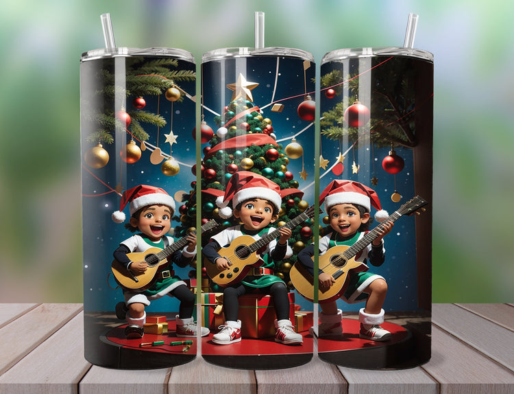 Santa Elves Tumbler Wrap | Santa's Elves Singing Tumbler Wrap Design | Christmas Tumbler 20 oz Skinny Tumbler Wrap | 3D Tumbler Wrap