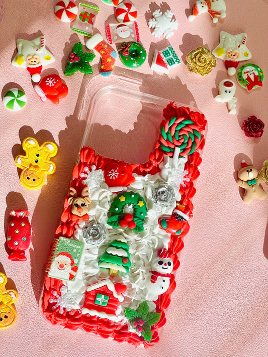 Cute Christmas Decoden Case with Name |  Red and White Christmas iPhone Case | Christmas Phone Case | Decoden Phone  Case - Inspired BYou Home Decor