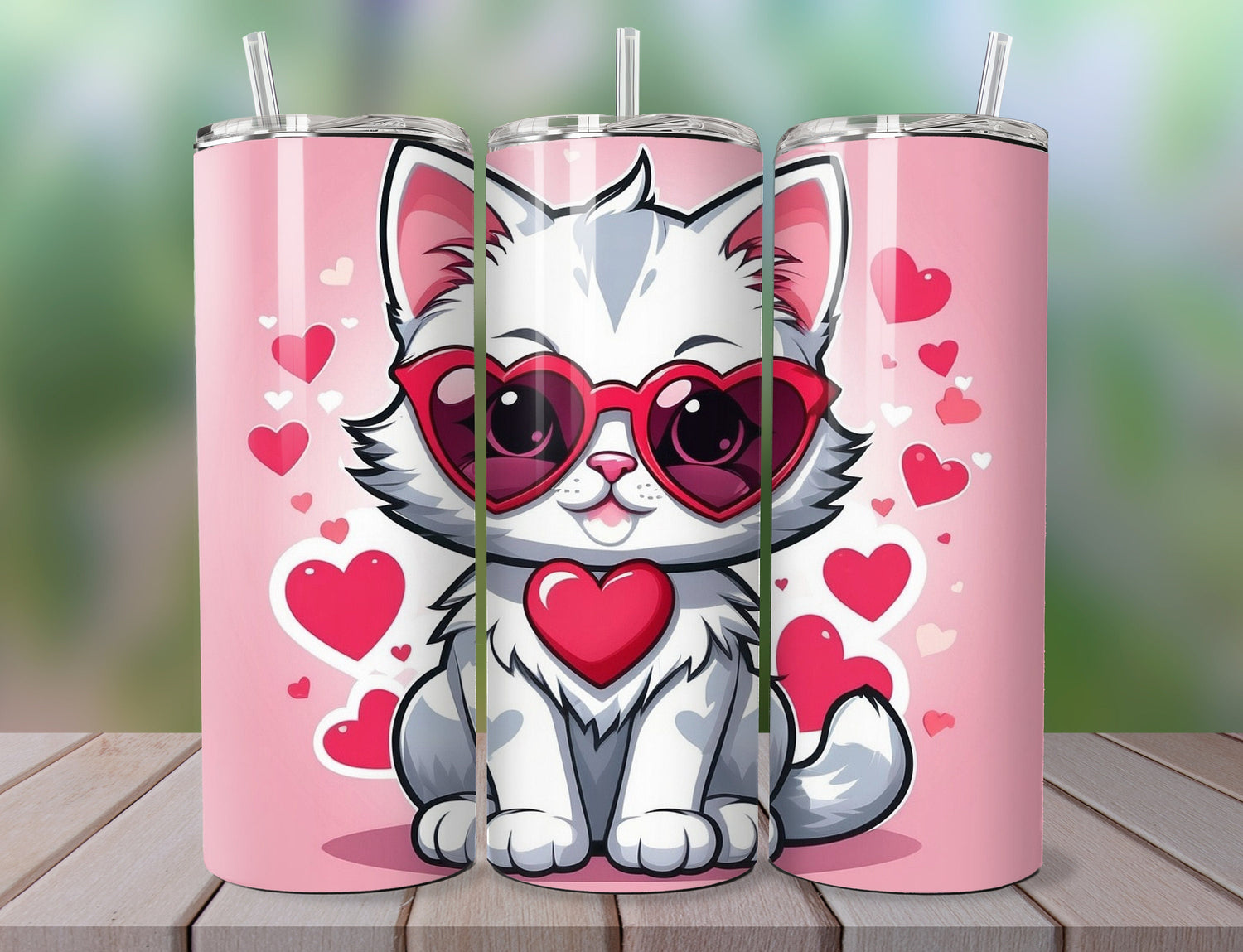 Cute Kitten Valentine Tumbler |  Tumbler  | Valentine’s Day Gift Tumbler | 20 oz Skinny Tumbler - Inspired BYou Home Decor