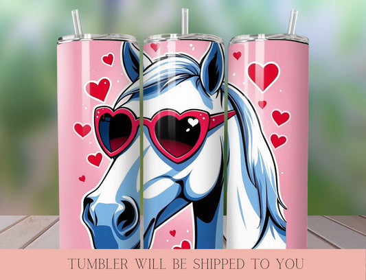 Cute Horse Valentine Tumbler |  Tumbler  | Valentine’s Day Gift Tumbler | 20 oz Skinny Tumbler - Inspired BYou Home Decor