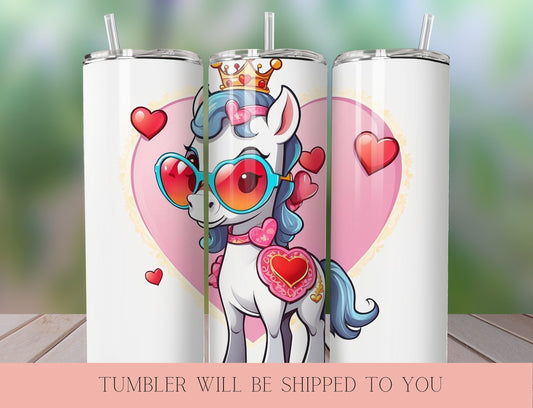 Cute Unicorn  Valentine Tumbler |  Tumbler  | Valentine’s Day Gift Tumbler | 20 oz Skinny Tumbler - Inspired BYou Home Decor