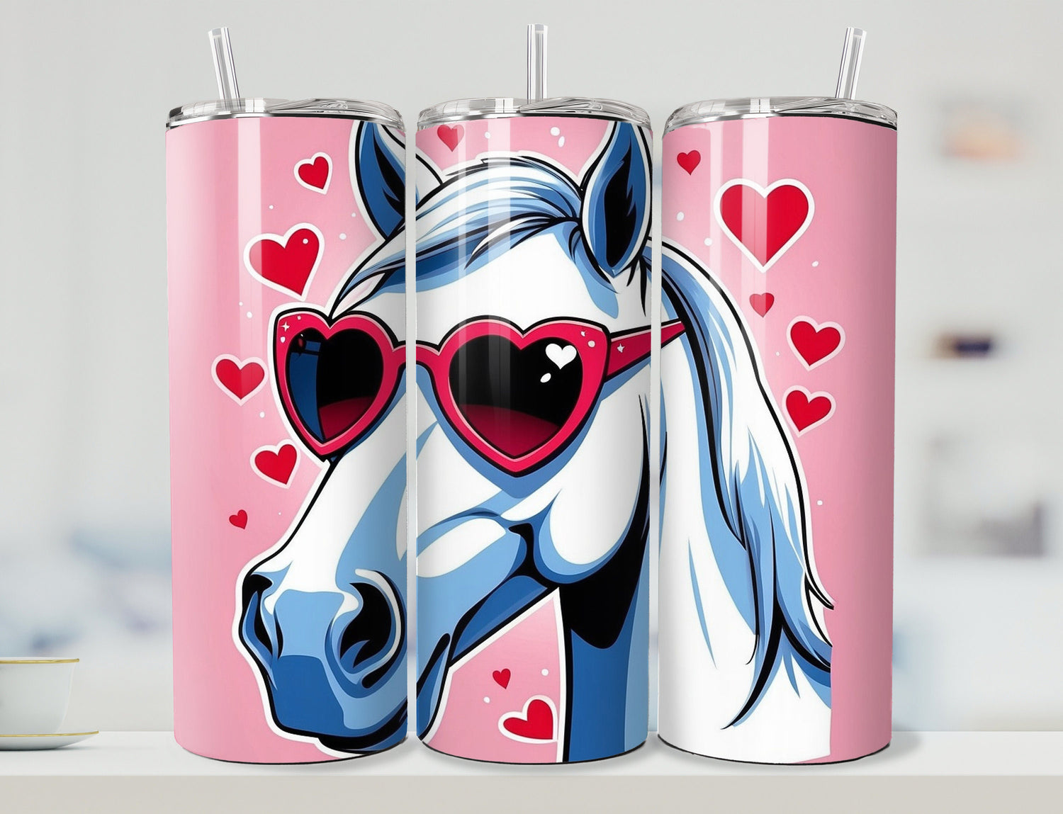 Cute Horse Valentine Tumbler |  Tumbler  | Valentine’s Day Gift Tumbler | 20 oz Skinny Tumbler - Inspired BYou Home Decor