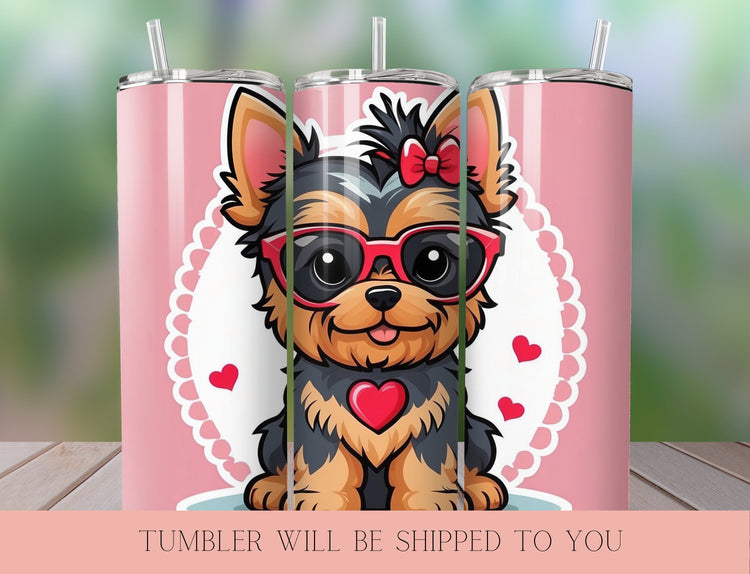 Cute Puppy Valentine Tumbler |  Tumbler  | Valentine’s Day Gift Tumbler | 20 oz Skinny Tumbler