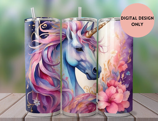 Unicorn Tumbler Wrap | 3d Tumbler Wrap for 20 oz Skinny Tumbler | Pastel Tumbler Wrap | unicorn Tumbler Wrap |