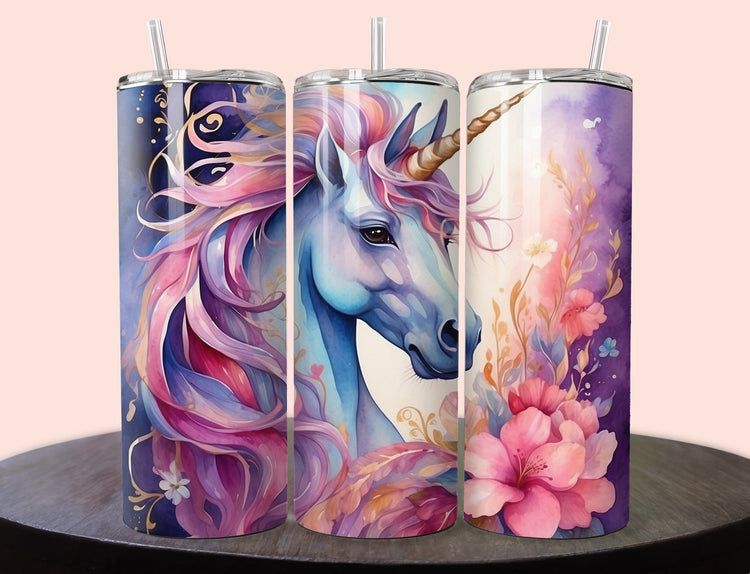 Unicorn Tumbler Wrap | 3d Tumbler Wrap for 20 oz Skinny Tumbler | Pastel Tumbler Wrap | unicorn Tumbler Wrap |