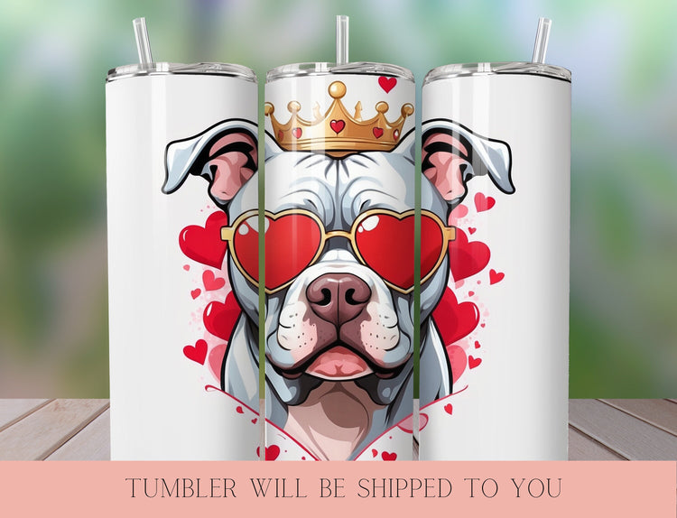 Cute Pitbull Valentine Tumbler |  Tumbler  | Valentine’s Day Gift Tumbler | 20 oz Skinny Tumbler - Inspired BYou Home Decor